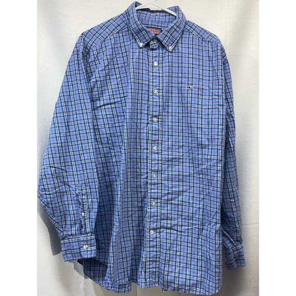 Vineyard Vines Men’s Whale Shirt Long Sleeve Blue Size XL - Picture 2 of 5